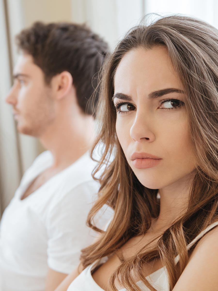 Unhappy couple before a break